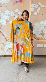 Pure Mul silk Kalamkari kurta pant in yellow
