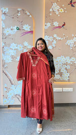 Premium cotton block printed suit paired with cotton chanderi dupatta