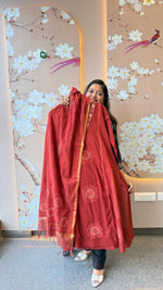 Premium cotton block printed suit paired with cotton chanderi dupatta