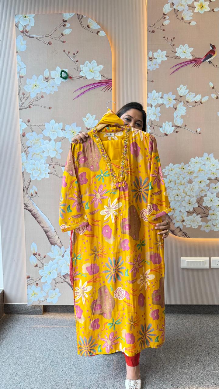 Pretty pretty Modale suit set in yellow