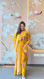 Restocked! Premium Modale V neck handwork suit set in yellow (Plus Size)