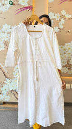 Premium white kurta highlighted with red katha stitch