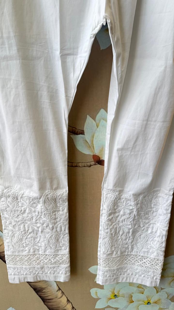 Pretty cotton chikankari stretchable pant Free size