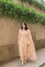 Restocked the bestselling! Super pretty cotton embroidered suit set in peach
