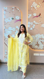 Restocked !! Pure Mul cotton chikankari full suit set in yellow !! Dispatch in 30 Days (Comfort Fit)
