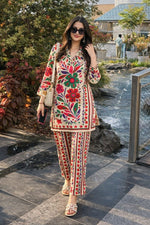 Satin silk multi colour smart co ord set