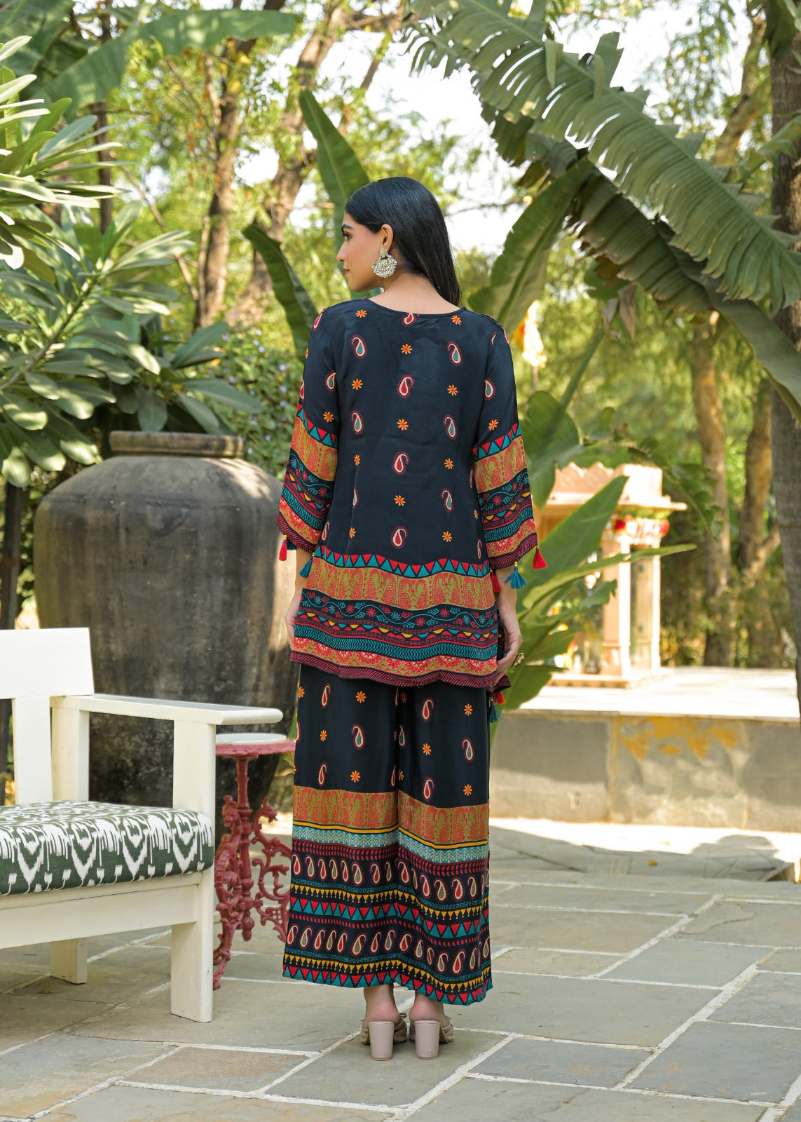 Premium crepe kaftan co ord set in black