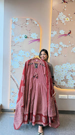 Pure cotton Anarkali suit set in red !!