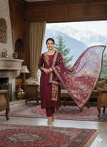 Premium muslin embroidered designer back suit set