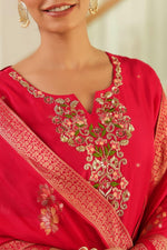 Pretty Russian silk hand work banarsai suit set in pink