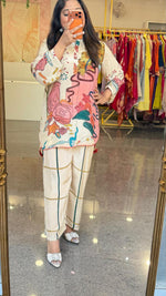 Pure crepe digital printed high low co ord set