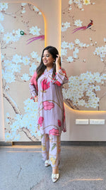 Pure crepe digital printed purple co ord set