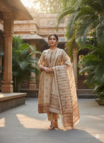 Super pretty Tussar silk suit set with pretty handwork