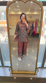 Pure crepe ajrakh printed viral co ord set