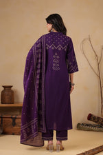 Smart purple bandhani full suit set