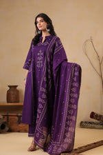 Smart purple bandhani full suit set