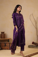 Smart purple bandhani full suit set