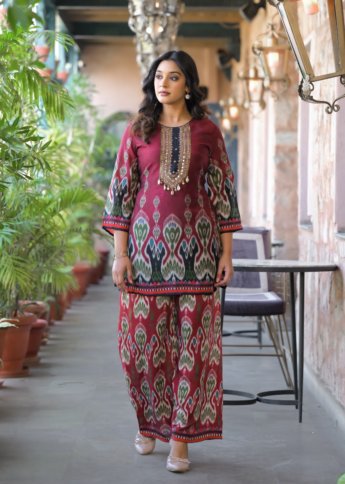 Super pretty Mul silk Ikkat print co ord