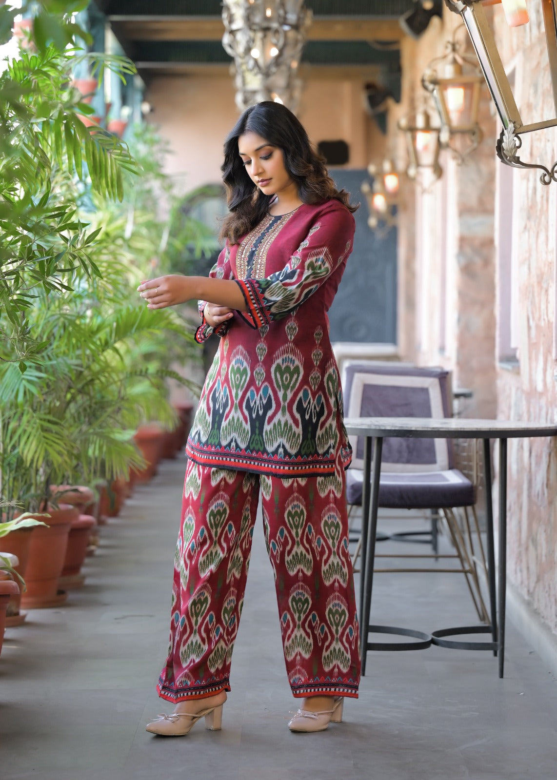 Super pretty Mul silk Ikkat print co ord