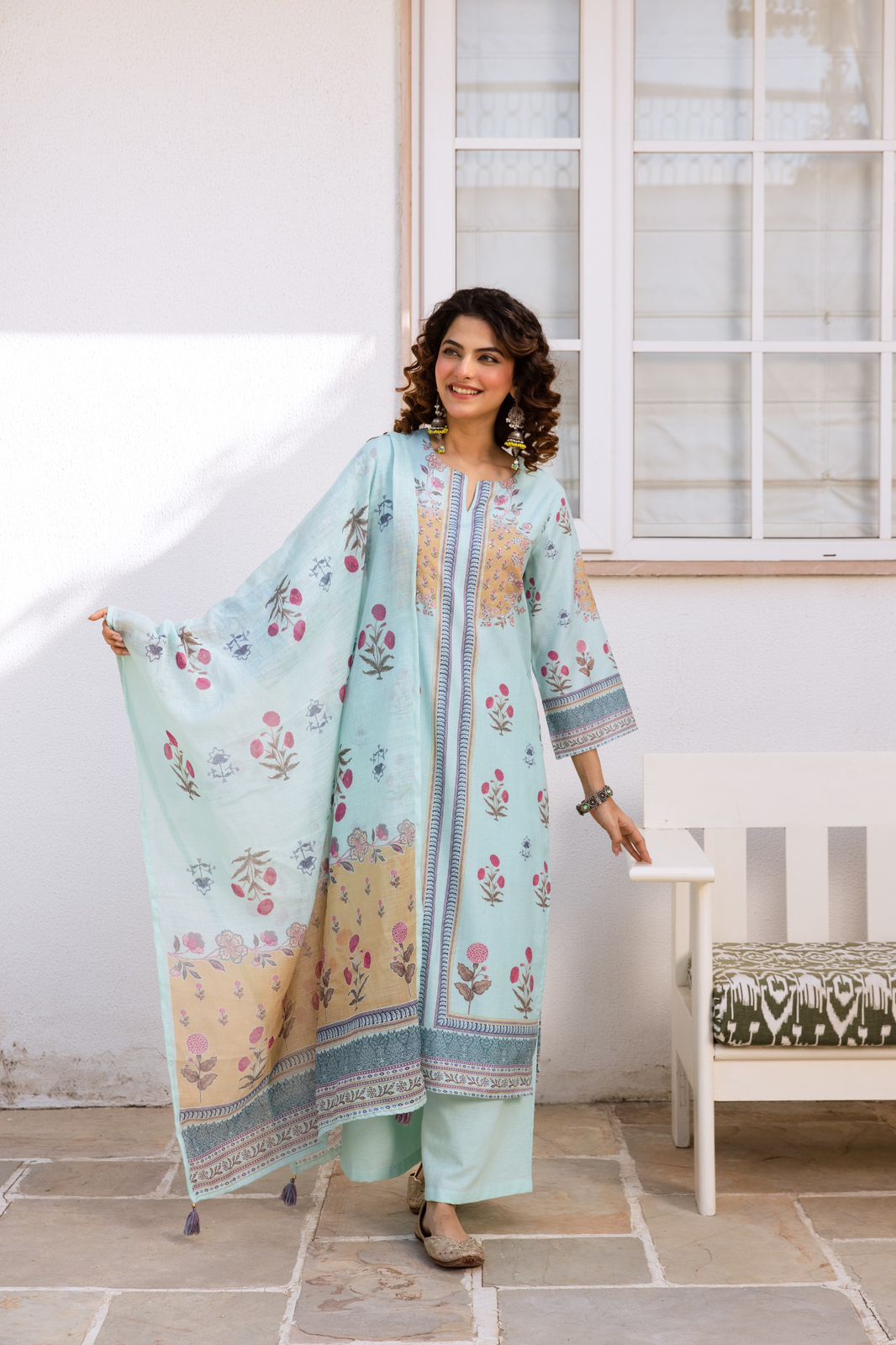 Super pretty plaza pants suit set in blue