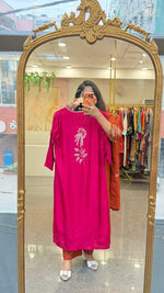 Dola silk designer back co ord in Rani pink