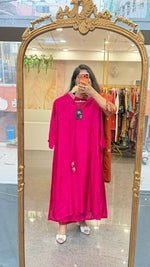 Dola silk designer back co ord in Rani pink