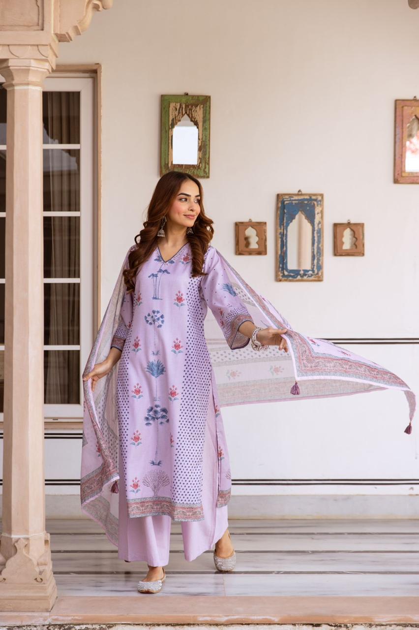 Smart designer linen cotton suit set