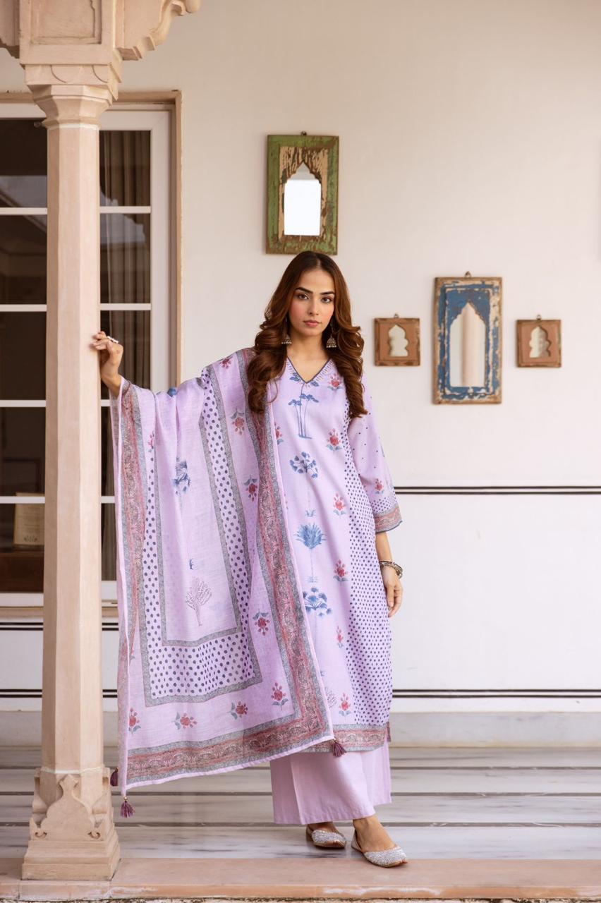 Smart designer linen cotton suit set