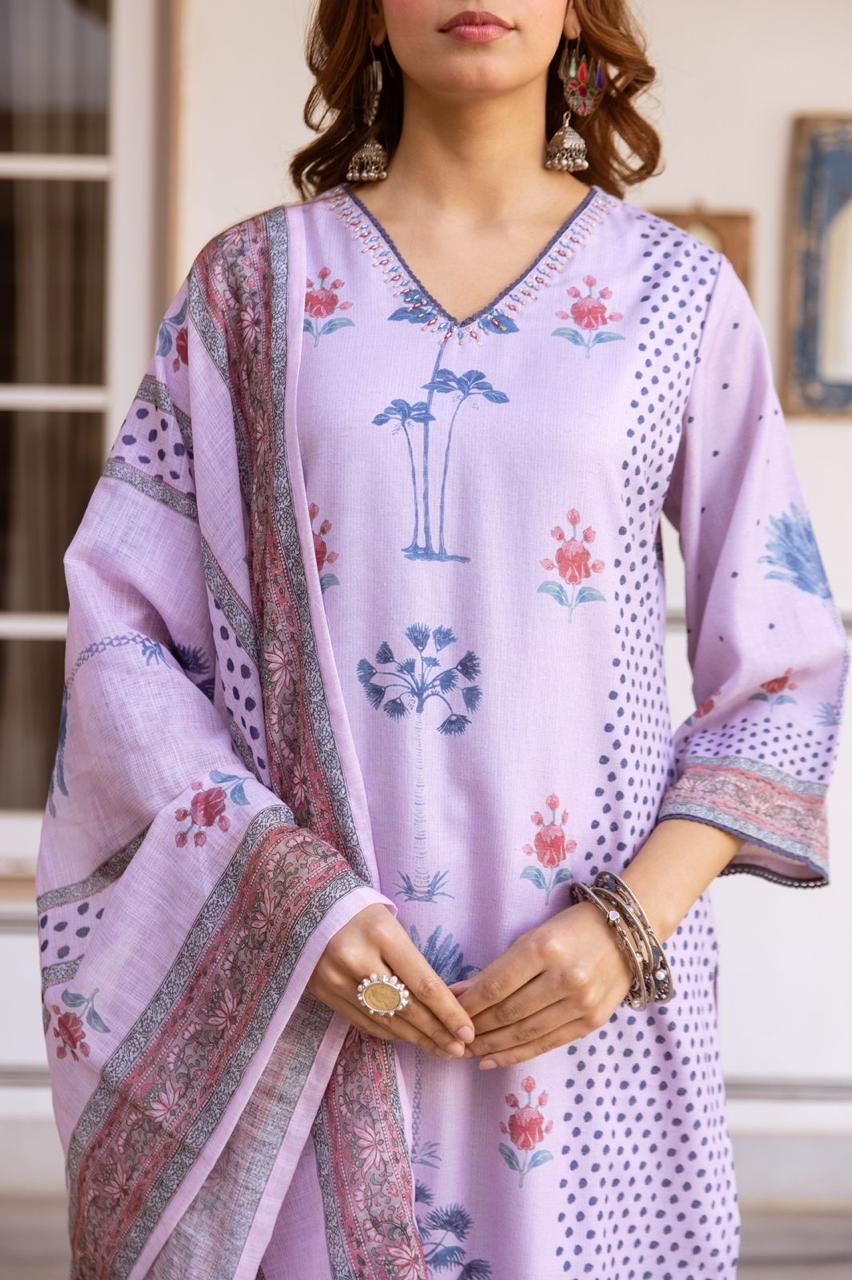 Smart designer linen cotton suit set