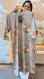 Pure cotton floral kurta in grey