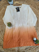Ombré effect chikankari cotton short top in orange