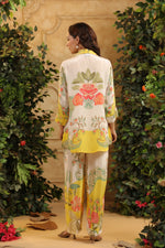 Pure crepe floral printed Co ord in yellow