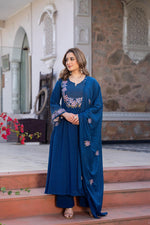 Designer pocket slub cotton fully embroidered full suit