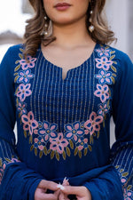 Designer pocket slub cotton fully embroidered full suit