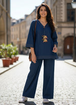 Restocked !! Stylish denim cotton designer co ord set !!