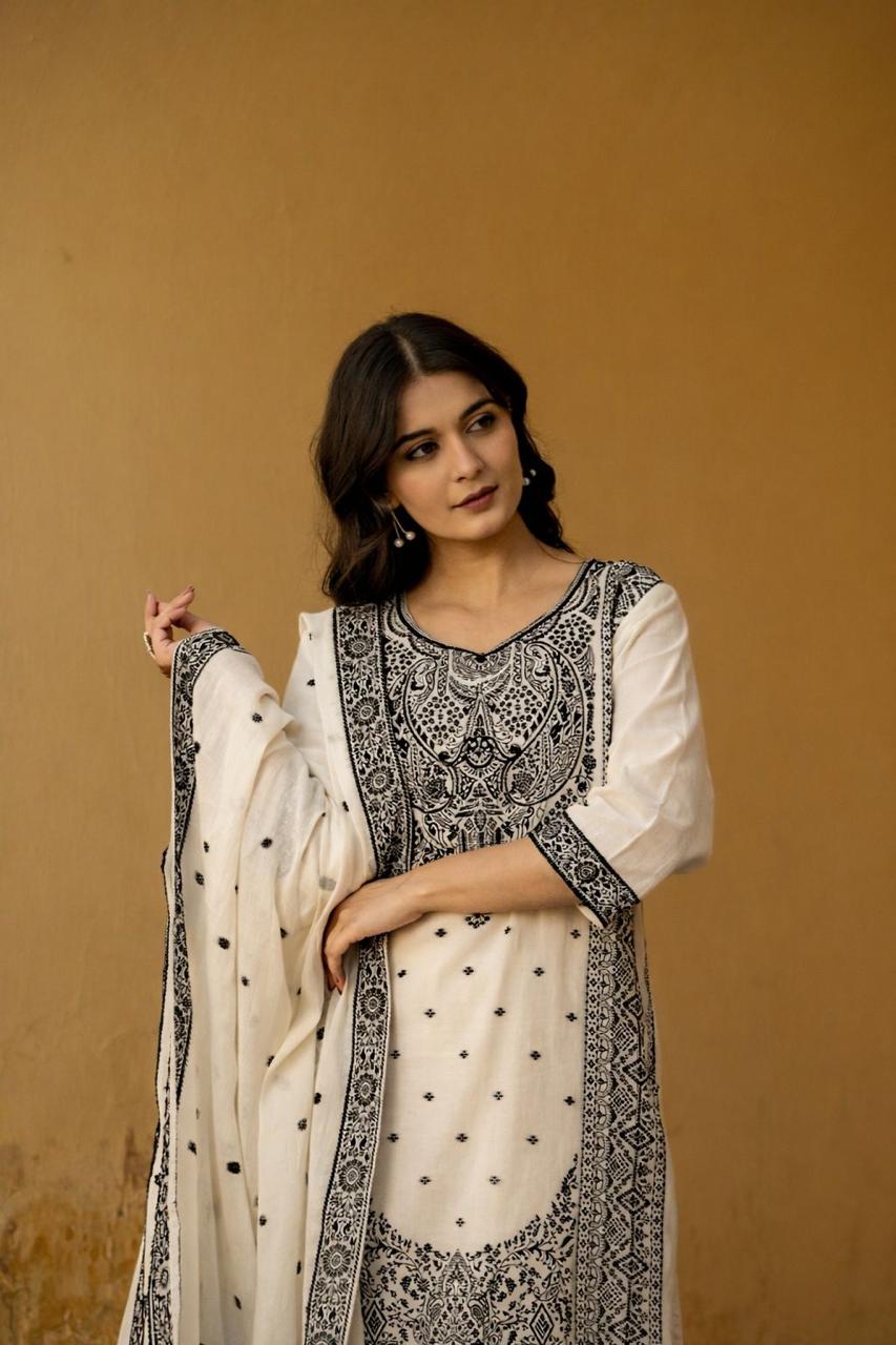 Wow jamdani suit set in dark blue