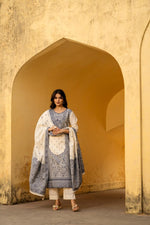 Wow jamdani suit set in dark blue