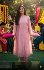 Super pretty premium glass tissue hand work co ord in pink