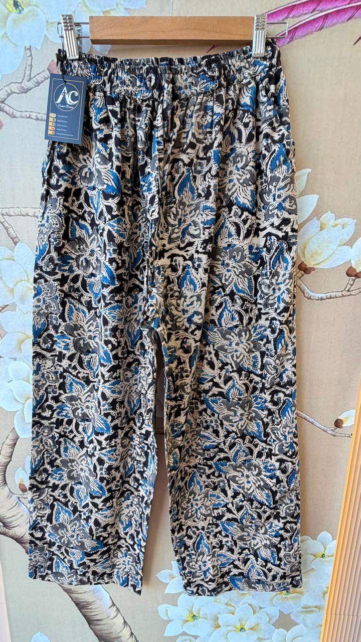 Kalamkari cotton plazzo pants in blue
