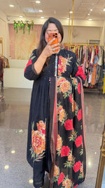 Premium applique work real mirror full suit set