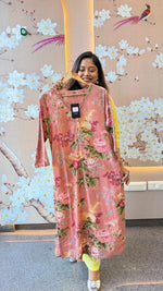 Pink cotton floral kurti