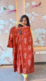 Rust cotton floral kurti