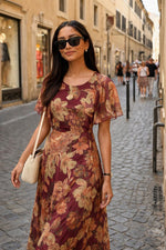 Super pretty premium shiffon one piece in wine