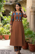 Smart cotton kurta pant in brown