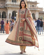 Soft tussar ajrakh suit set