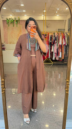 Super smart designer jacket paired with plazzo and a crop top