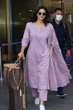 Premium chikankari pure cotton paired with Mul cotton dupatta in lilac