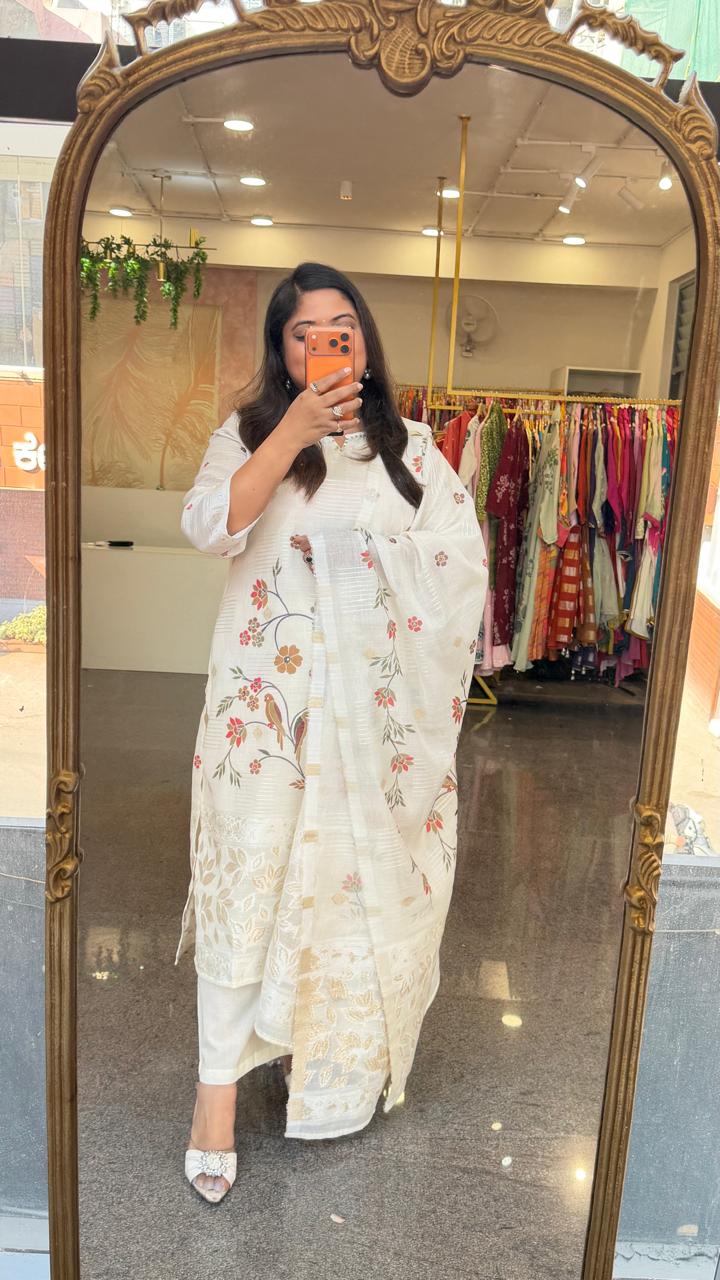 Jacquard cotton lining suit set