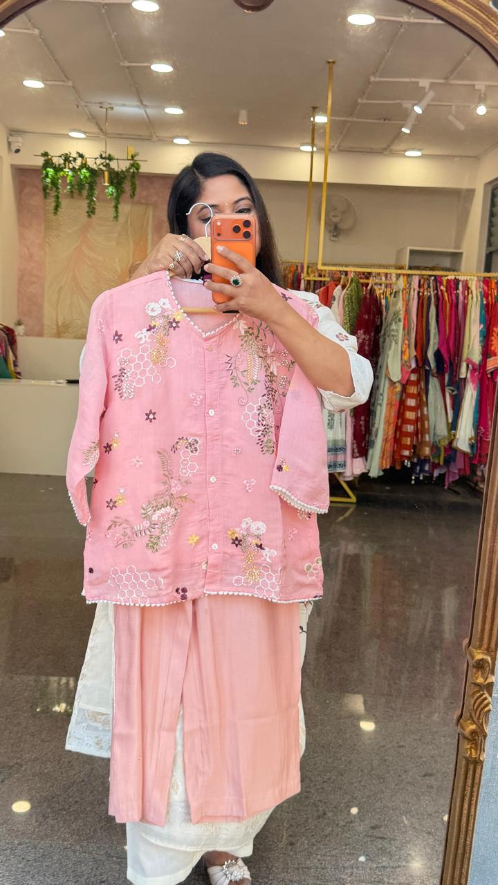 Pretty Mul chanderi embroidery co ord