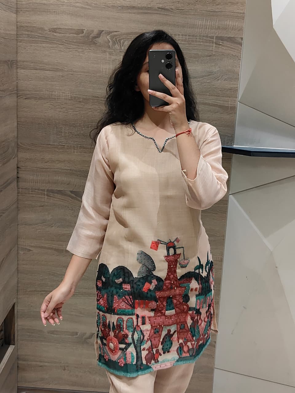 Linen cotton githan work co ord set